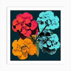 Andy Warhol Style Pop Art Flowers Lantana 2 Square Art Print