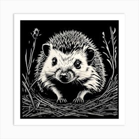 Hedgehog Linocut Art Print
