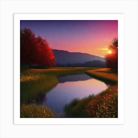 Sunset In The Field 14 Art Print