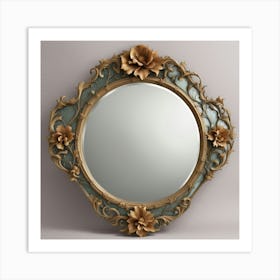 Floral Wall Mirror Art Print