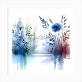 Watercolor Of Flowers 1 Art Print