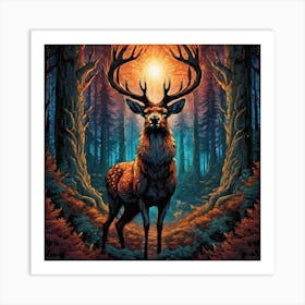 Deer In The Forest 59 Art Print