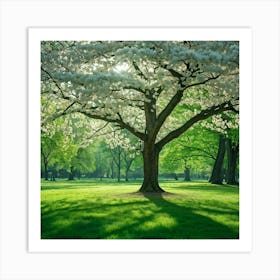 An Awe Inspiring Tree Gleaming With Spring Blossoms Standing Tall Amidst The Tranquility Of A Seren (5) Art Print