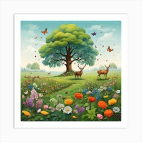 Deer In The Meadow 1 Art Print