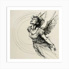 Angel Fairy Sketch Art Print