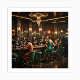 Night At The Bar Art Print