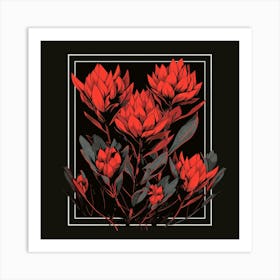 Red Proteas Art Print