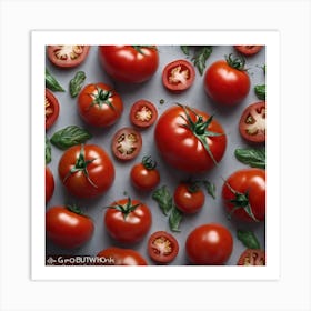 Tomatoes And Basil 3 Art Print