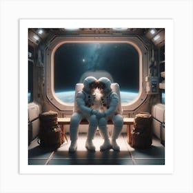 Two Astronauts In Space 2 Art Print