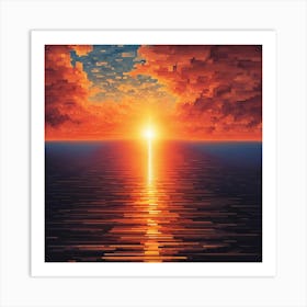 Sunset Over The Ocean Art Print