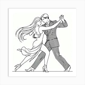 Line Art , Tango dance 3 Art Print