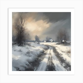 A Winter Landscape, Snow across the Countryside 2 Art Print