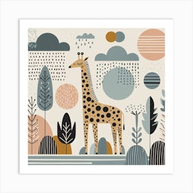 Scandinavian style, Giraffe Art Print