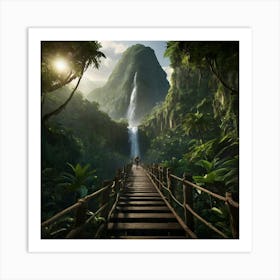 Waterfall In The Jungle Art Print