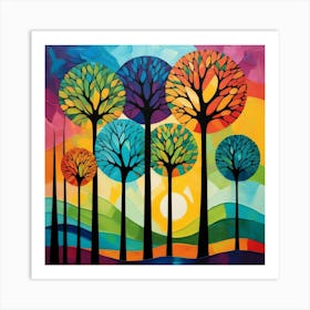 Sunset Trees Art Print