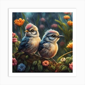 Birds In The Rain 1 Art Print