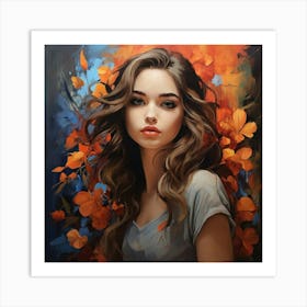 Girl With Flowers 1 Art Print