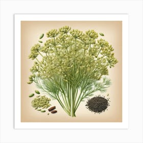 Dill flower plants painting art print Art Print