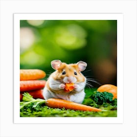 Hamster Eating Carrots Art Print
