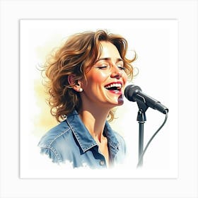 Watercolor Portrait Of A French Singer, Expressive And Melodic Feel 1 Art Print