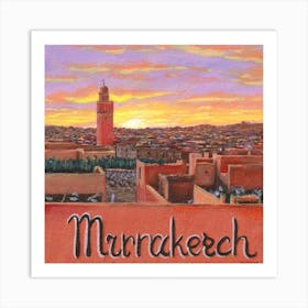 Mini Painting Marrakech City At Sunset Very Deta Art Print