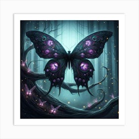 Dark Butterfly In The Forest Art Print