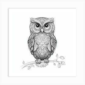 Owl On A Branch Art Print