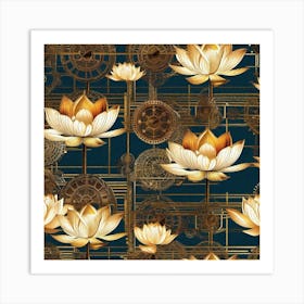 Steampunk Lotus 2 Art Print