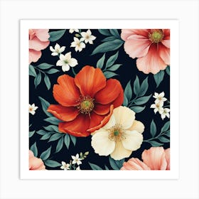 Seamless Floral Pattern 5 Art Print