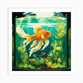 Goldfish In Aquarium Art Print