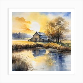 Barn At Sunset 1 Art Print