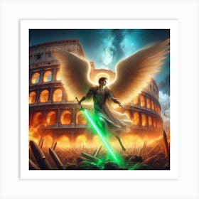 Angel at a burning colosseum (Male) Art Print