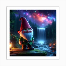 Gnome in a mushroom hat 4 Art Print