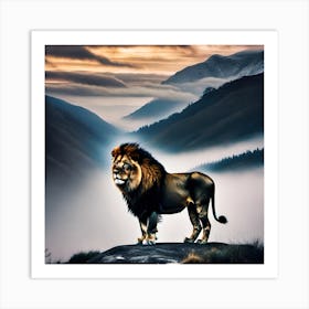 Lion In The Mountains Art Print