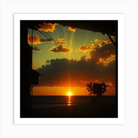 Sunset with sea Art Print