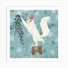 Snow fox decoration for Christmas Art Print