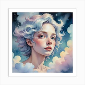 Girl In The Clouds Art Print