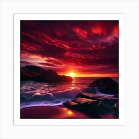 Sunset On The Beach 605 Art Print