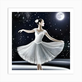 Ballerina In The Moonlight Art Print
