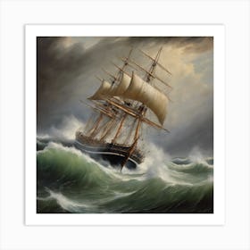 Ship In Rough Seas 1 Art Print