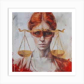 Red Hair Eyes Of Justice Art Print