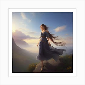 Girl With Long Hair Art Print