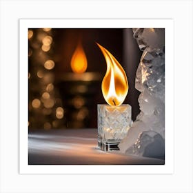 Candle On Ice Art Print