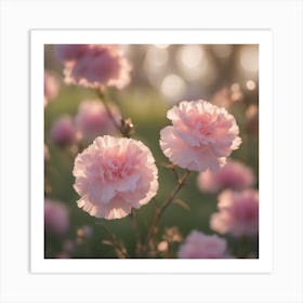 A Blooming Carnation Blossom Tree With Petals Gently Falling In The Breeze 2 Art Print