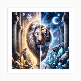 Lion And Tiger Art Print