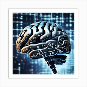 Brain On Digital Background Art Print