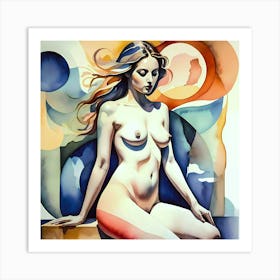 Sitting Nude Woman Art Print