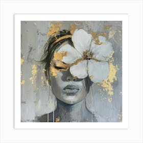 Gold And White Flower Art Print