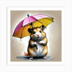 Hamster With Umbrella 1 Art Print