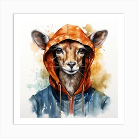 Watercolour Cartoon Impala In A Hoodie 2 Art Print